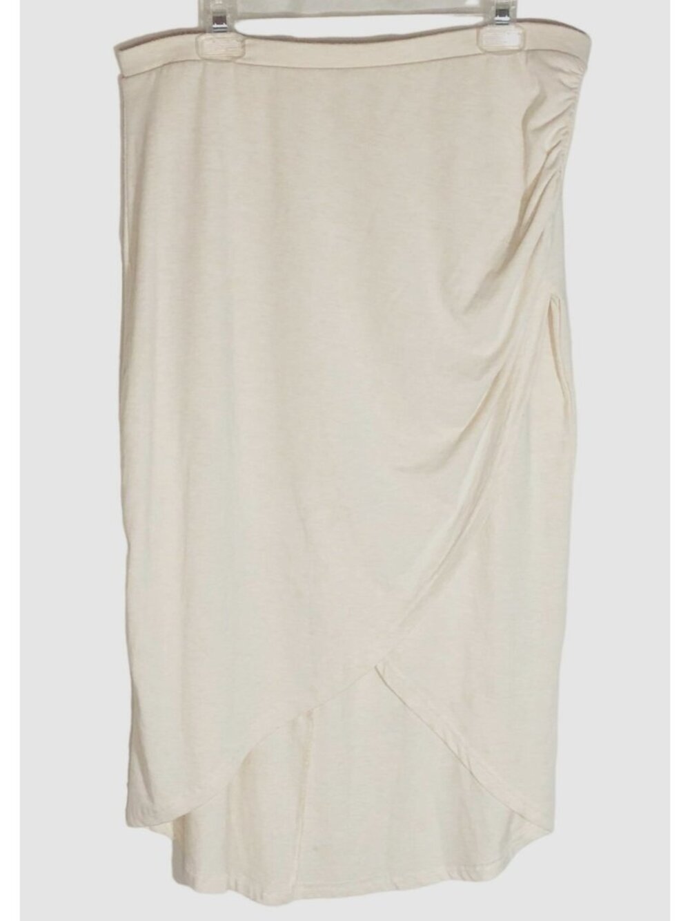 Nin skirt ivory cotton blend high low wrap elastic waist size extra large READ